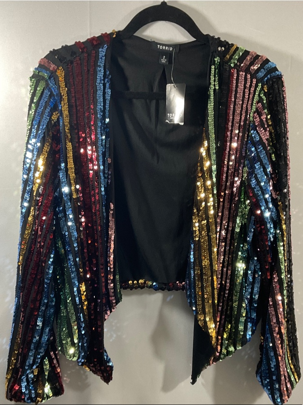 torrid Multicolor Sequin Open Blazer with Black Lining